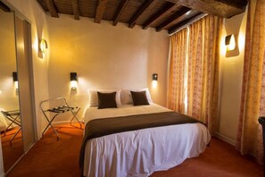 Premium bedding, pillowtop beds, desk, laptop workspace