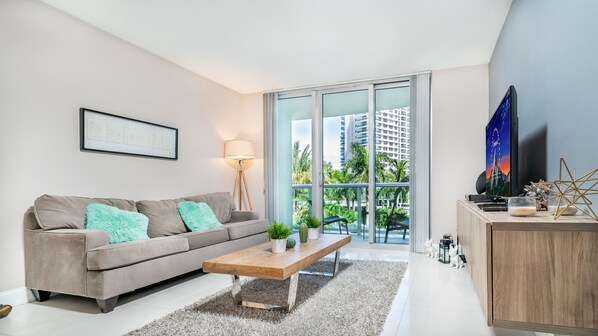 Exclusive Condo, Multiple Beds, Non Smoking, City View | Living area | Flat-screen TV - Beautiful Apartment in Hollywood Beach (Hollywood)