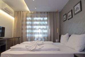 Deluxe appartement, hot tub | Hypoallergeen beddengoed, verduisterende gordijnen, geluiddichte muren