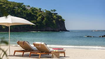 Private beach, white sand, free beach shuttle, free beach cabanas