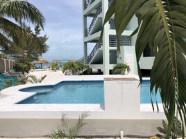 Outdoor pool, sun loungers