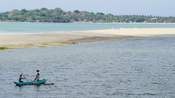 On the beach, white sand