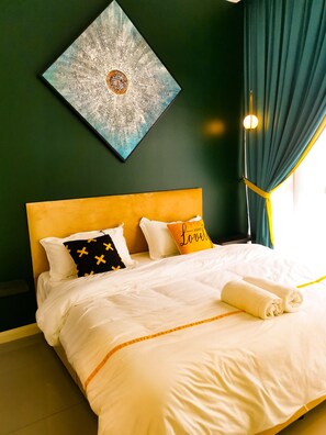 Apartemen Deluks, 1 kamar tidur | Seprai katun Mesir, seprai premium, dan didekorasi berbeda-beda