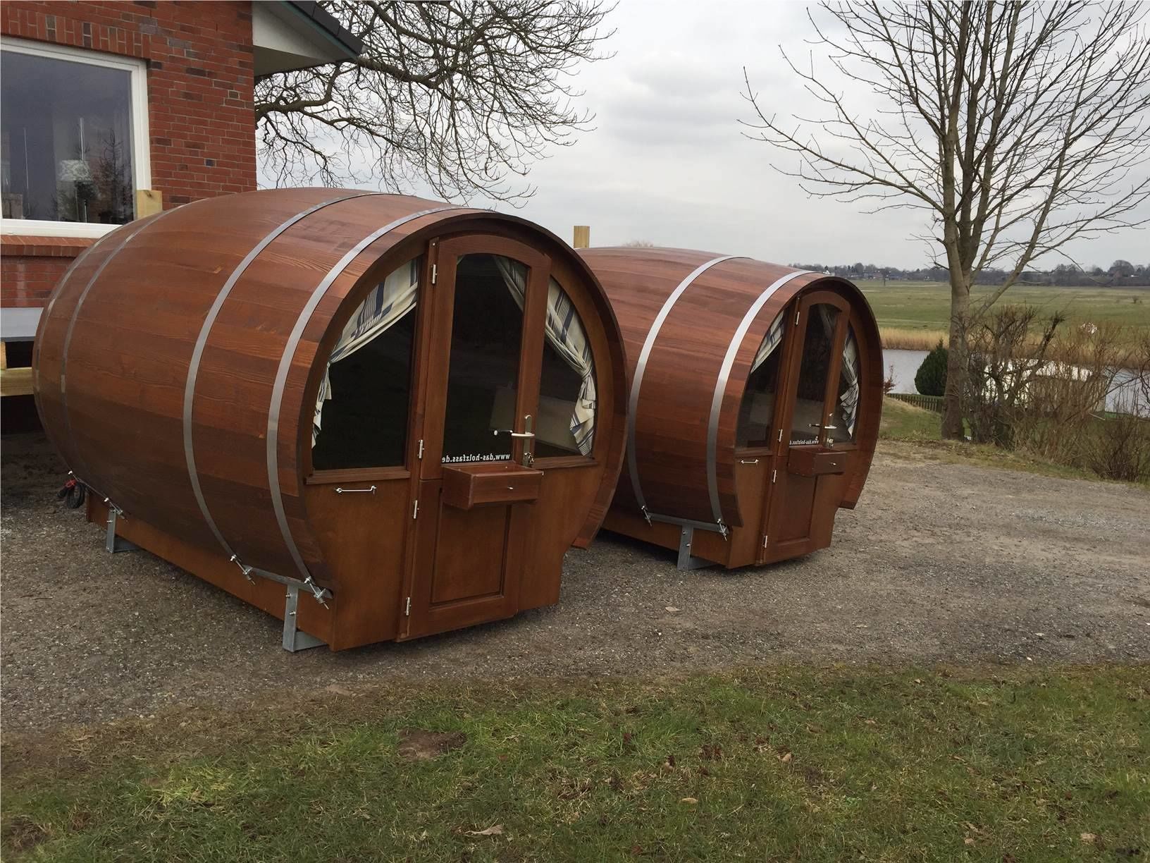 Wooden barrel with shared bathroom