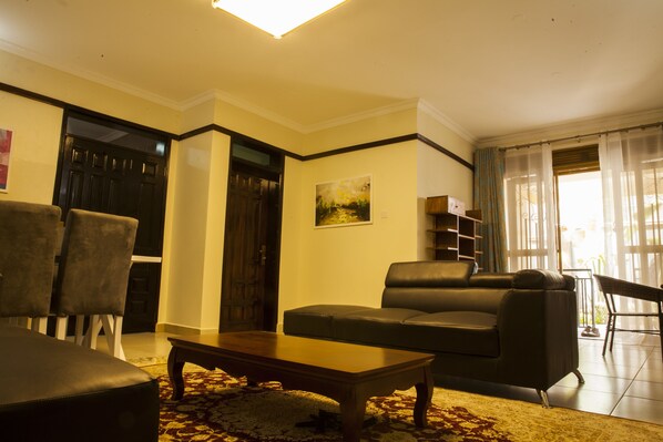 Family Apartment, 2 Bathrooms | Living area - Three Bedroom art themed apartment (Mukono)