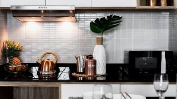 Fridge, electric kettle