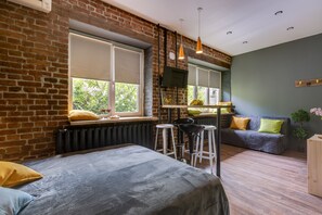 Individually decorated, desk, soundproofing, iron/ironing board