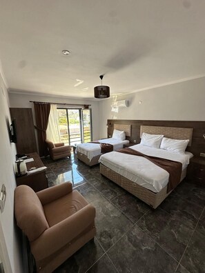 Family Room, Multiple Beds, River View | Premium bedding, minibar, desk, blackout curtains