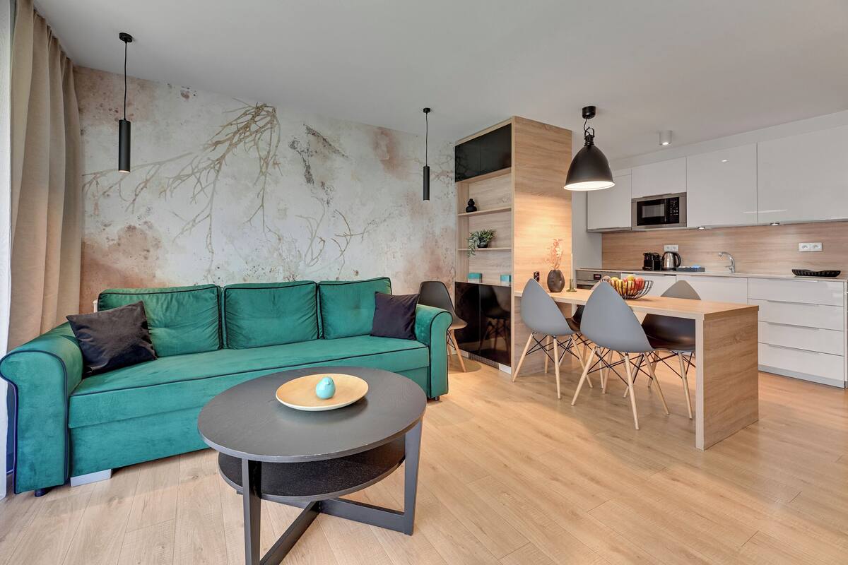 Classic Apartment | Living area | 50-inch flat-screen TV with satellite channels
