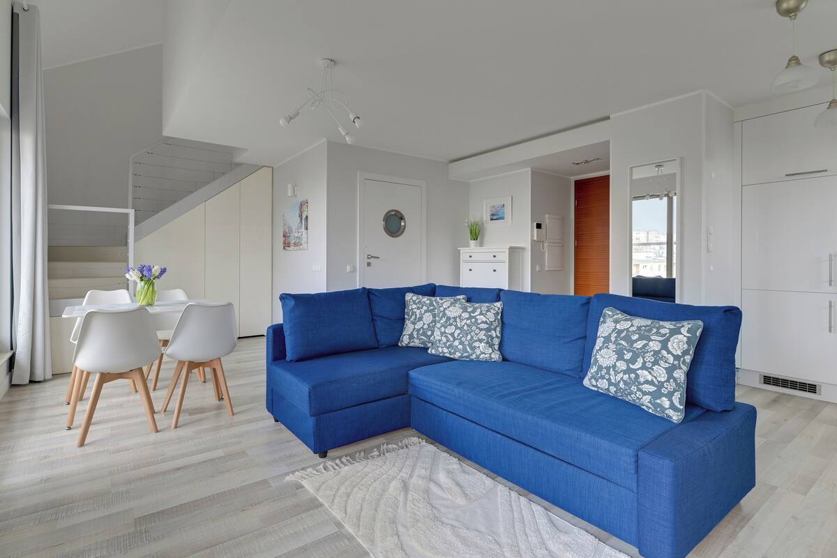Superior Apartment, 1 Bedroom, 2 Bathrooms | Living area | 50-inch flat-screen TV with satellite channels