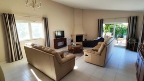 Smart TV, chimenea, videojuegos y libros