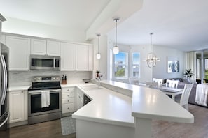 Fridge, microwave, oven, dishwasher