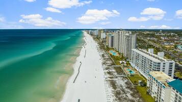 On the beach, white sand