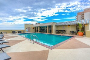 A rooftop pool