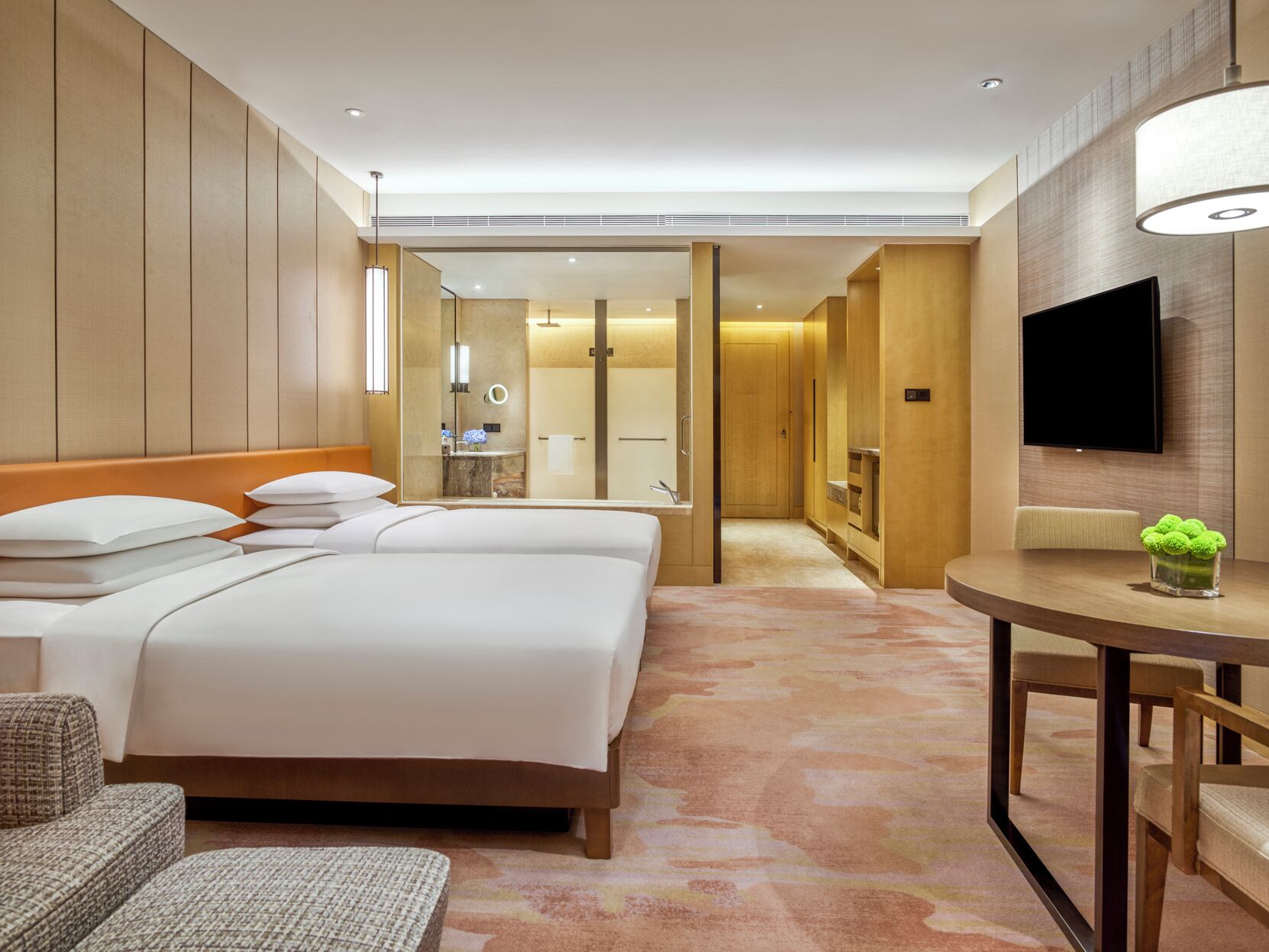 Hypo-allergenic bedding, down comforters, minibar, in-room safe