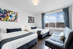 高级公寓, 2 间卧室, 露台, 城市景观 (Soho 3) | 1 多间卧室、高档床上用品、羽绒被、记忆海绵床垫