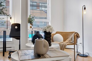 Deluxe Studio Suite, 1 Queen Bed with Sofa bed, City View, Mezzanine (The Main 206) | Living area