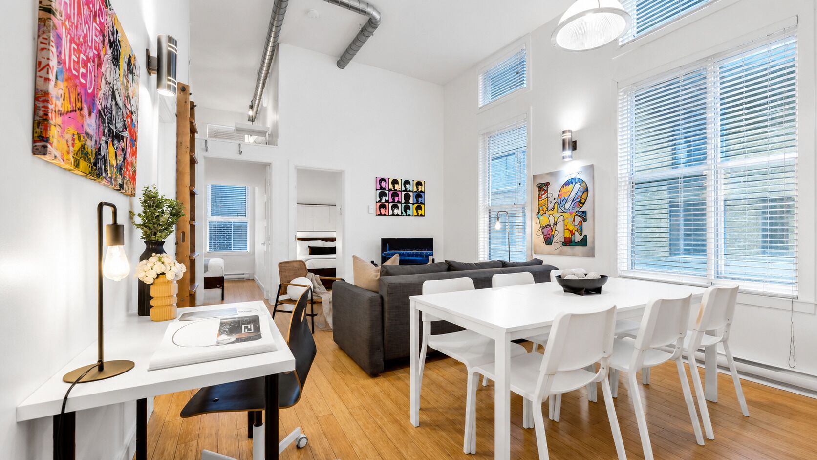 Superior Apartment, 2 Bedrooms, City View, Mezzanine (The Main 305) | Living area | 49-inch flat-screen TV with digital channels, Smart TV, offices