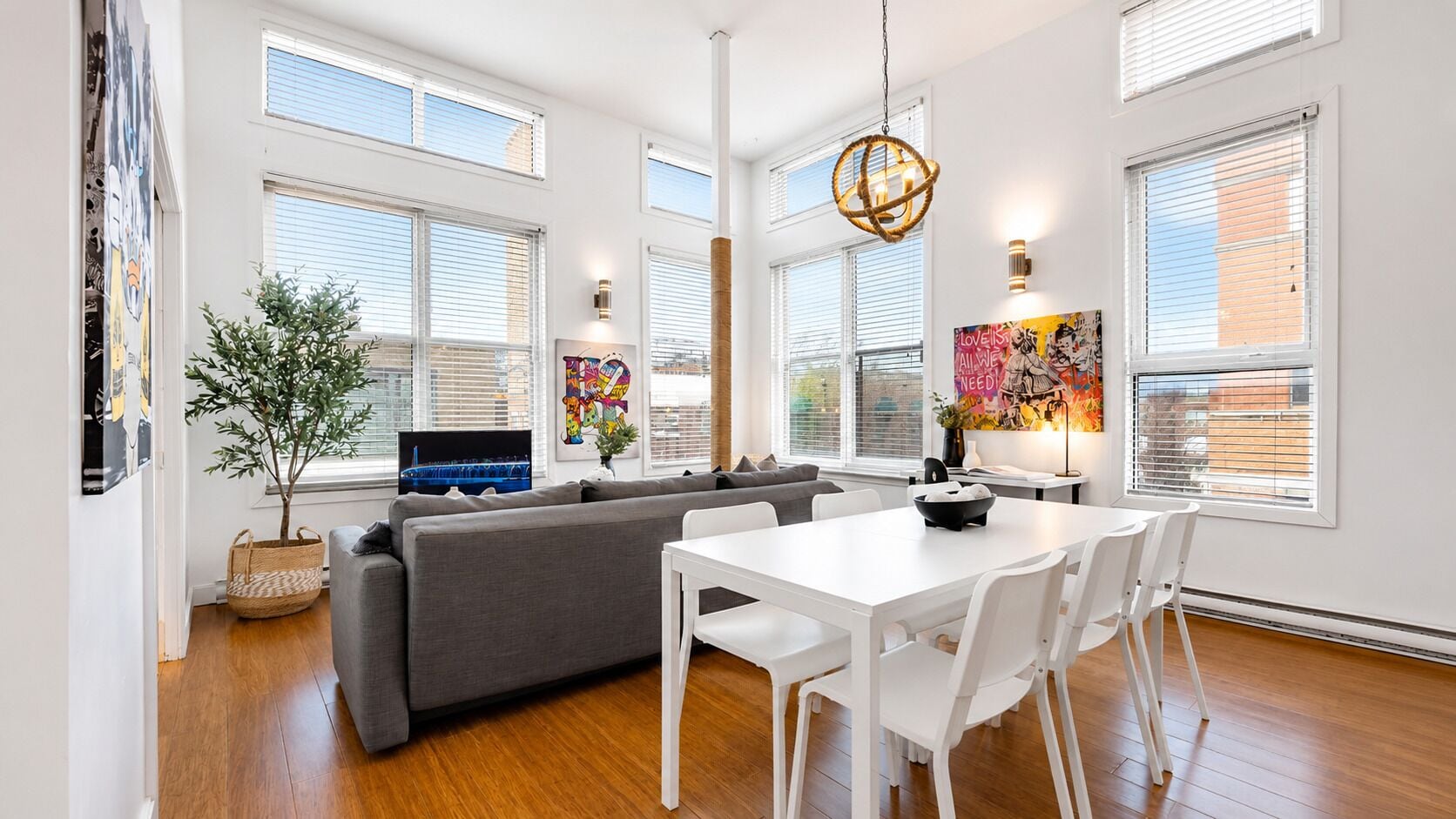 Superior Apartment, 2 Bedrooms, City View, Mezzanine (The Main 303) | Living area | 49-inch flat-screen TV with digital channels, Smart TV, offices