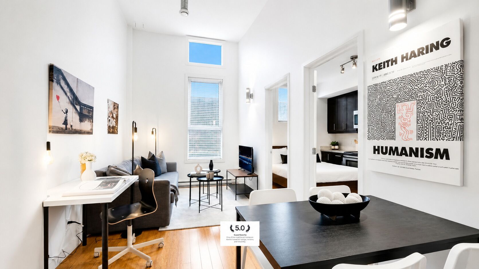 Superior Apartment, 2 Bedrooms, City View (The Main 307) | Living area | 49-inch flat-screen TV with digital channels, Smart TV, offices