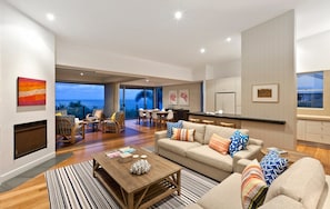 Flat-screen TV, DVD player, iPod dock