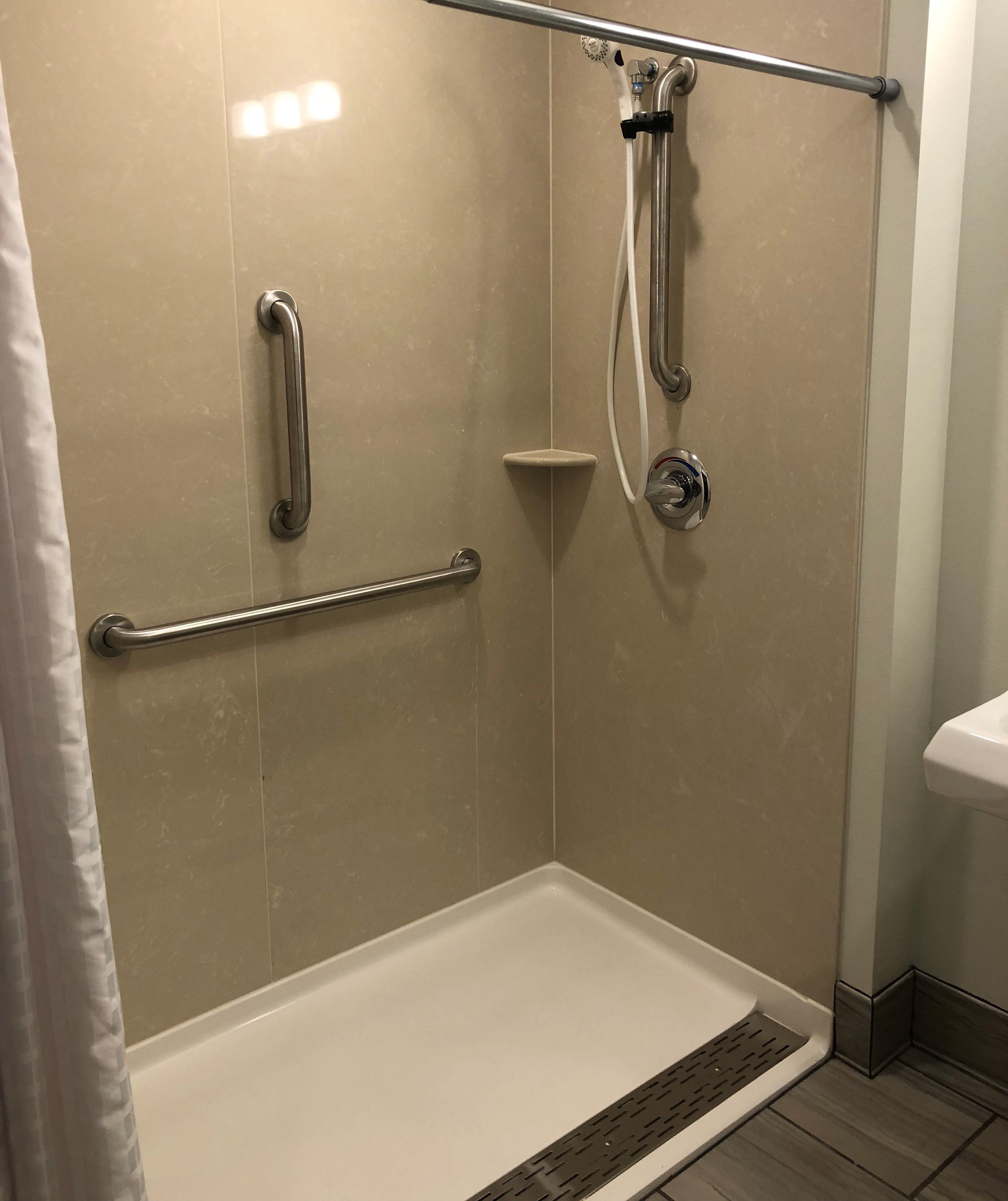 double room, 1 queen bed with sofa bed, accessible | bathroom | shower, hair dryer, towels