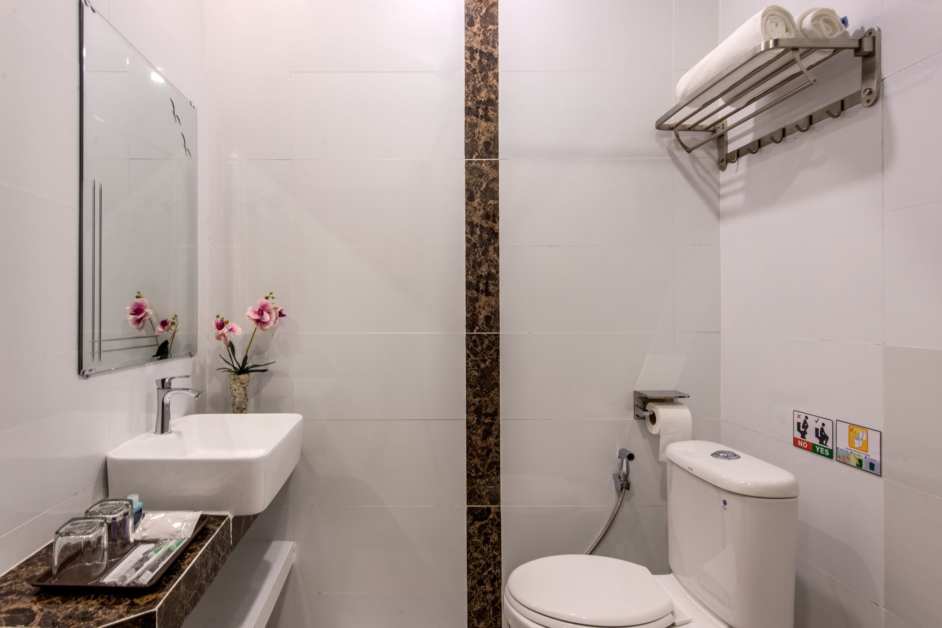 shower, free toiletries, hair dryer, slippers