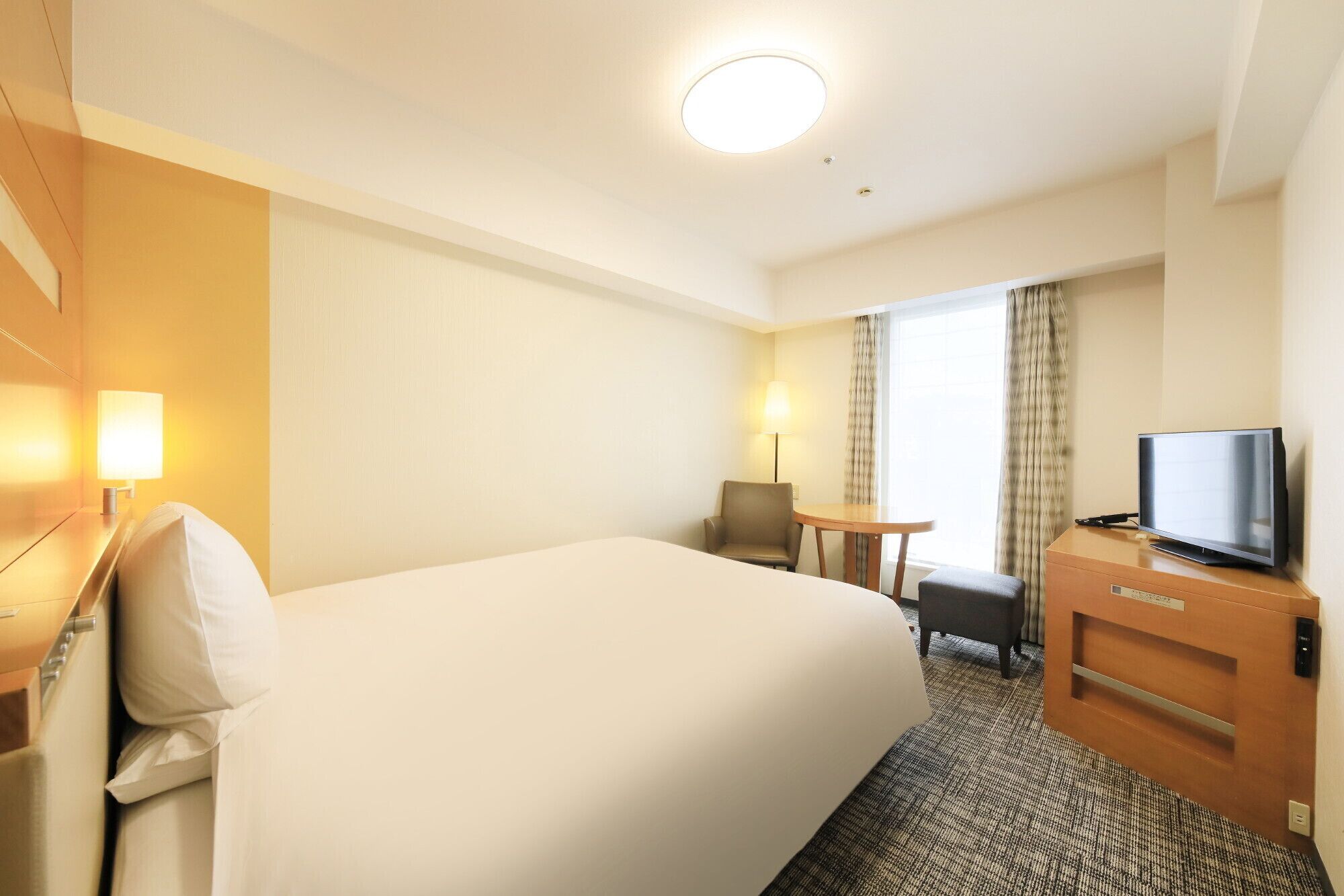 desk, laptop workspace, blackout curtains, iron/ironing board