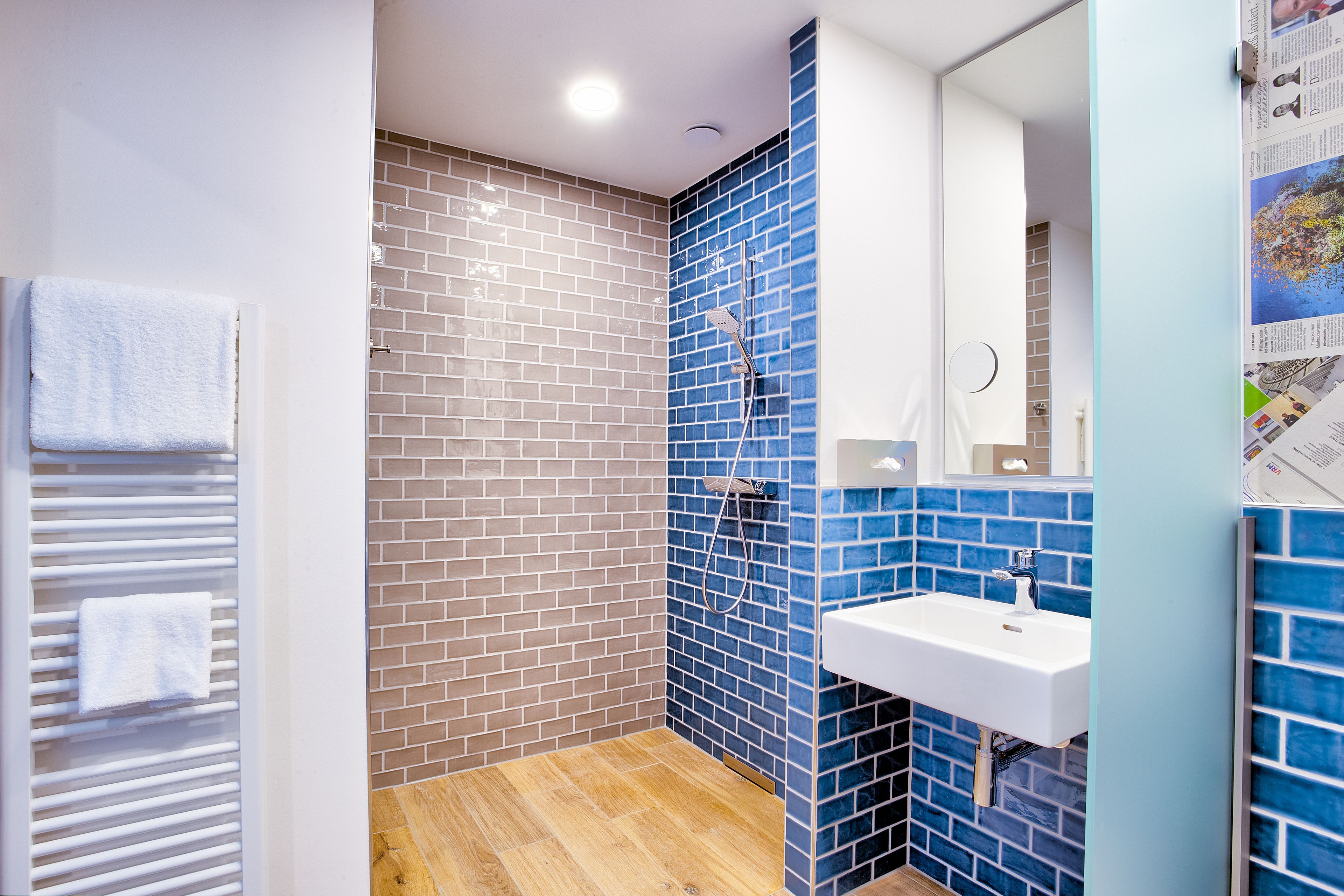 comfort double room ("comfy") | bathroom | shower, hair dryer, towels, soap