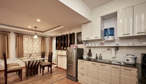 Calm Residence @Patan 2BHK | Private kitchen | Fridge, microwave, stovetop, electric kettle - Classic Apartments by Casa Deyra (Dhapakhel)