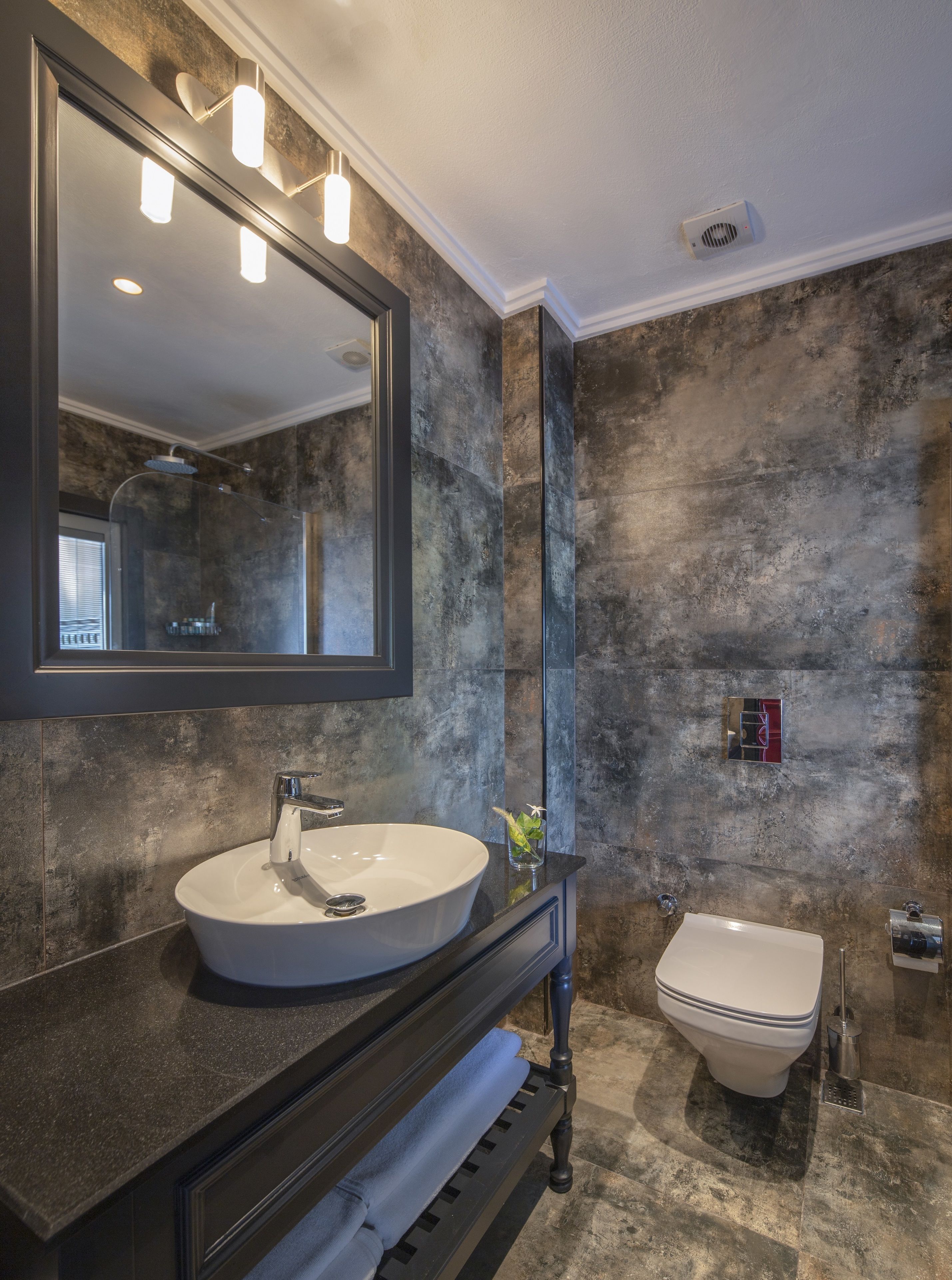 shower, rainfall showerhead, hair dryer, dressing gowns