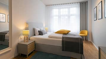 Deluxe-Apartment, eigenes Bad (Sunshine) | 1 Schlafzimmer, hochwertige Bettwaren, Daunenbettdecken