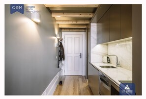 Panoramic Apartment, 1 Bedroom, Terrace | Private kitchen | Full-size fridge, microwave, oven, stovetop