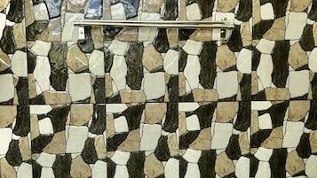 Hydromassage showerhead, free toiletries, hair dryer, bathrobes