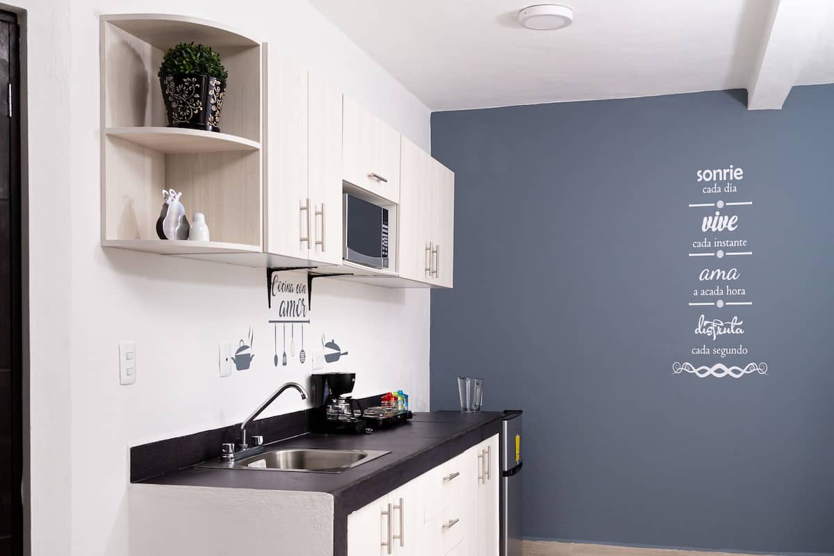 Suite Studio Deluxe, 2 grands lits | Cuisine privée | Grand réfrigérateur, nécessaire de nettoyage