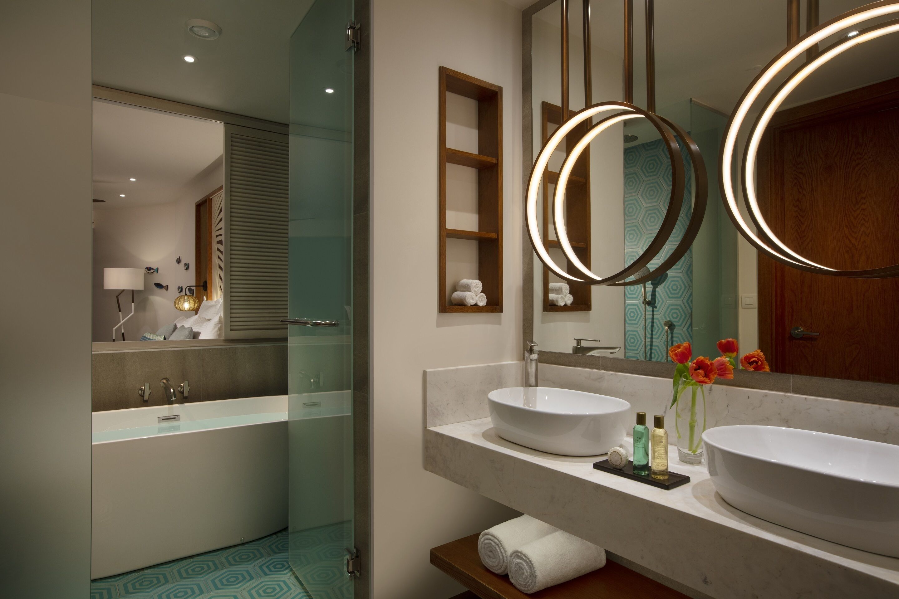 shower, rainfall showerhead, eco-friendly toiletries, hair dryer