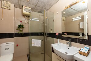 Free toiletries, hair dryer, slippers, towels