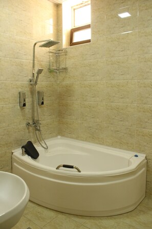 Căn hộ dành cho gia đình, phòng tắm riêng | Phòng tắm | Vòi sen/bồn tắm kết hợp, máy sấy tóc, khăn tắm, xà phòng