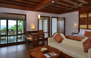 Imperial Ocean View Room | Living room | 32-inch LED TV with cable channels, TV, DVD player - Getaway Beach Resort Kovalam (Neyyattinkara)