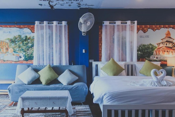 Blackout curtains, free WiFi, bed sheets