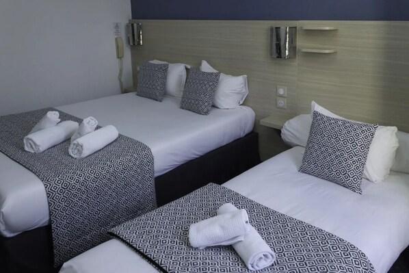 Desk, laptop workspace, blackout curtains, soundproofing