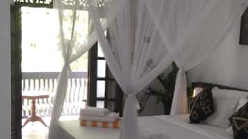 Seprai premium, selimut bulu angsa, dan tempat tidur Select Comfort