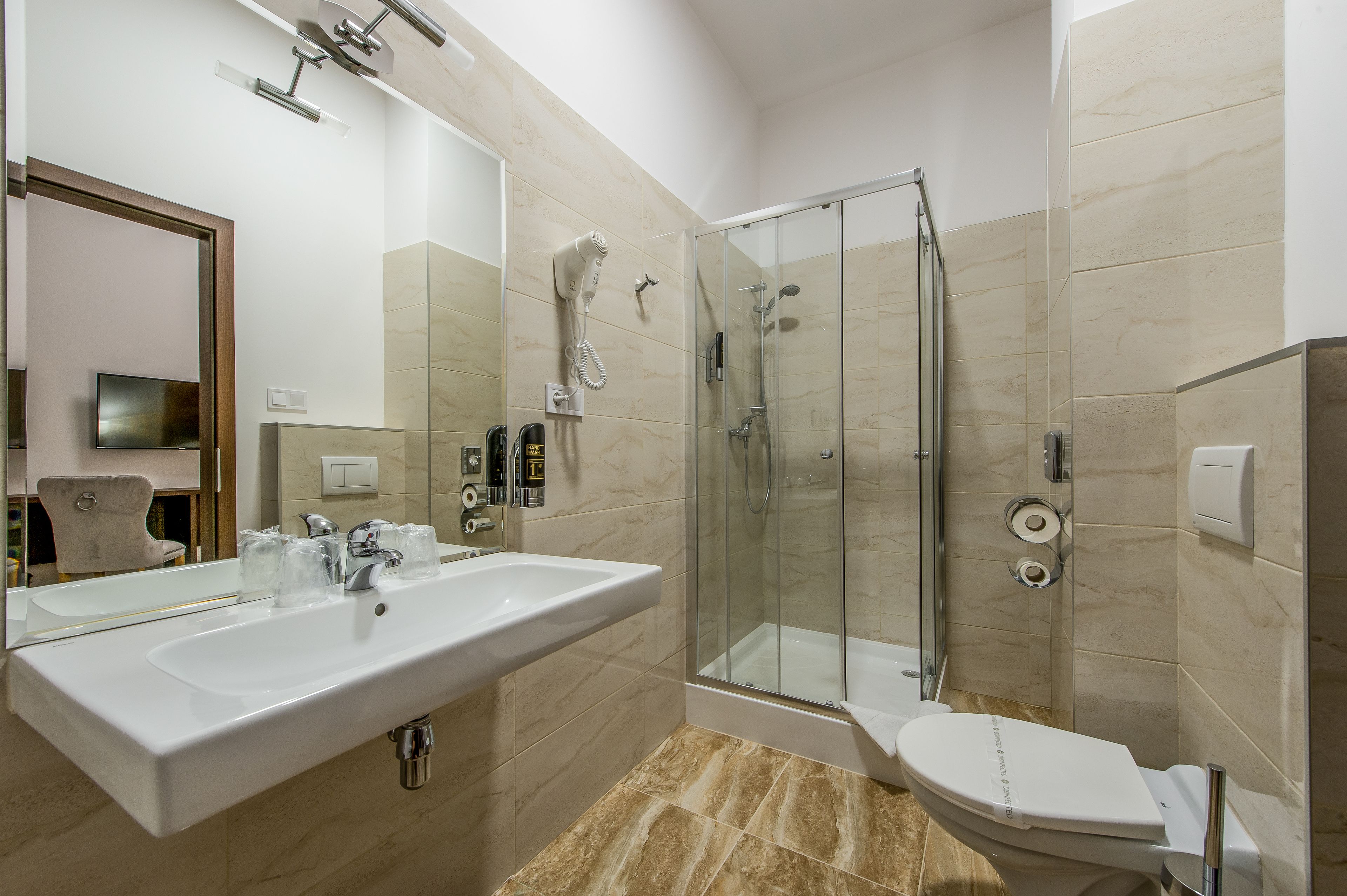 free toiletries, slippers, towels, soap