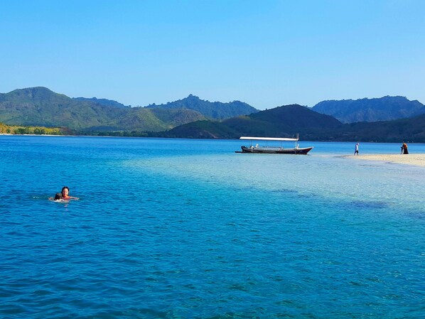 Private beach, beach bar