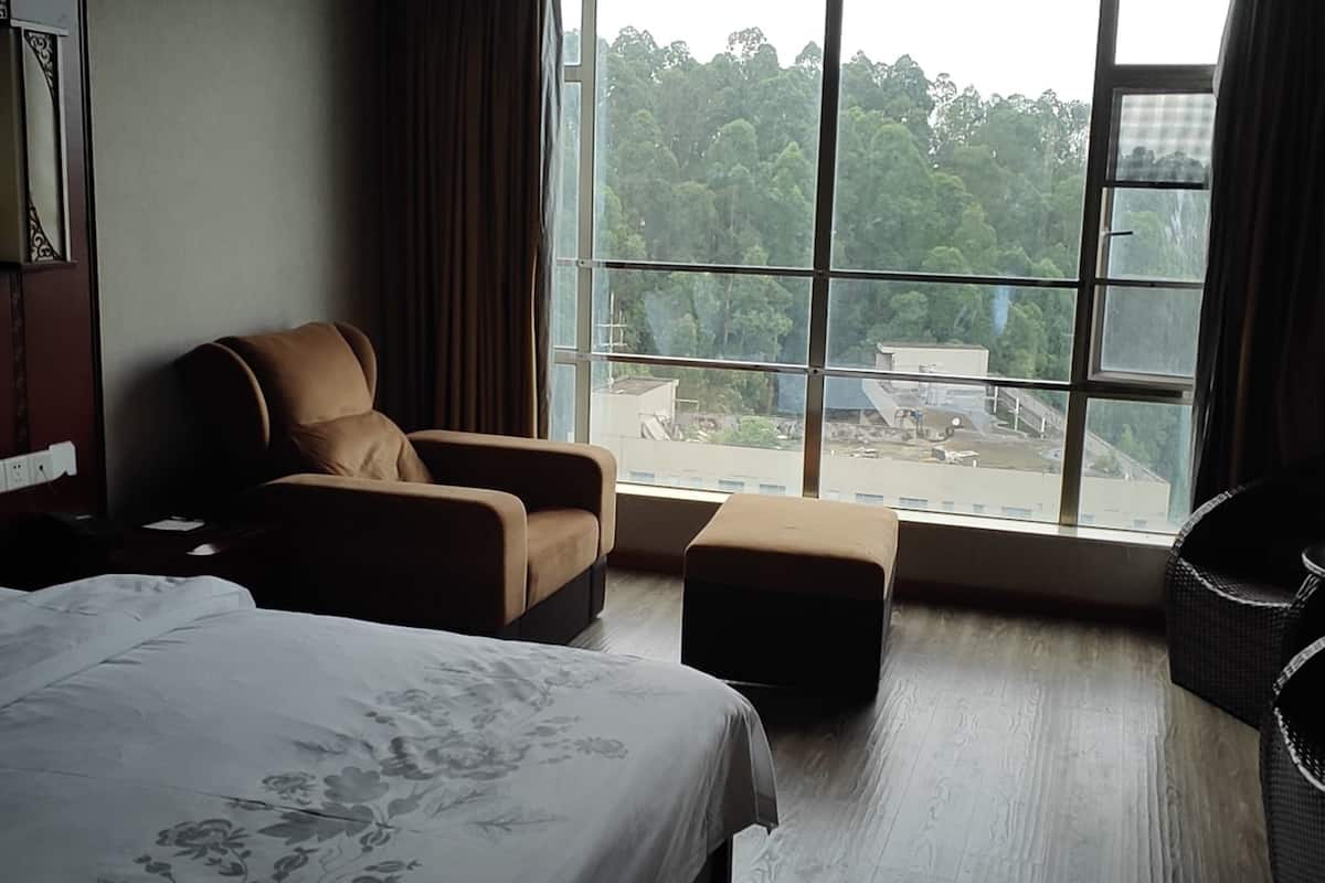 Desk, blackout curtains, free WiFi