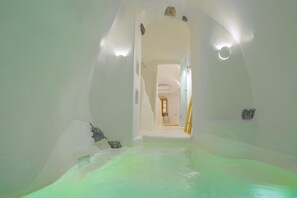 Junior Suite, Hot Tub (Indoor, Cave Suite) | Bathroom | Shower, rainfall showerhead, free toiletries, hair dryer - Nano Suites (Santorini)
