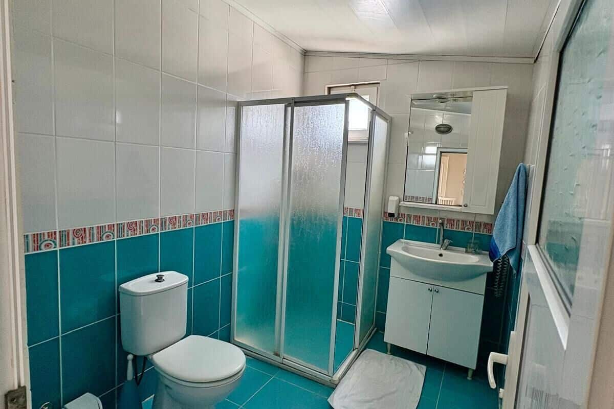 romantic double room | bathroom | shower, hair dryer, towels, soap