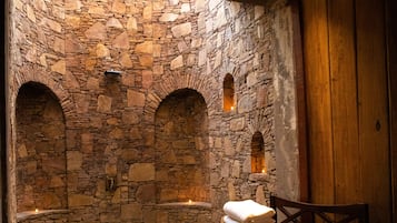 Luxury Room, 1 King Bed | Bathroom | Shower, rainfall showerhead, slippers, towels