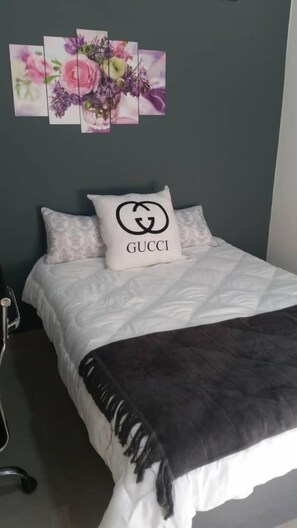 Individually decorated, individually furnished, laptop workspace