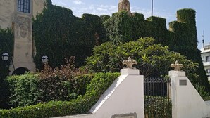 A historic building with ivy-covered walls and a stone tower.
